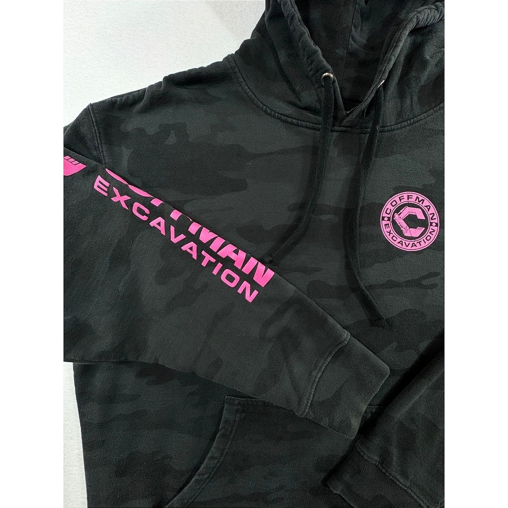 Independent Trading Co Mens XL Black Camo Pink Coffman Excavation Hoodie SS4500P